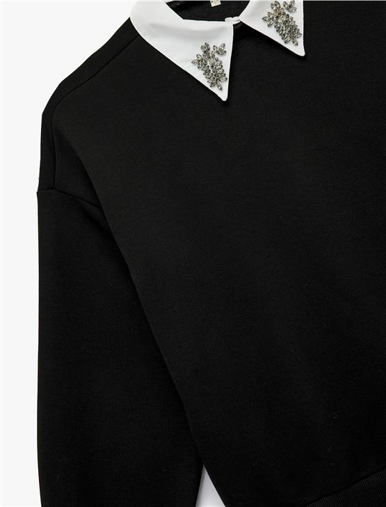 Koton K26 6Wak10035Nk 999 Sıyah Kadın Elastan Jersey Sweatshırts