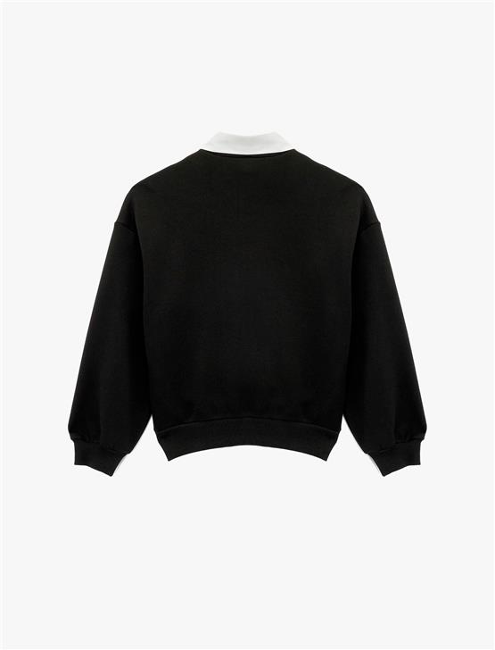 Koton K26 6Wak10035Nk 999 Sıyah Kadın Elastan Jersey Sweatshırts