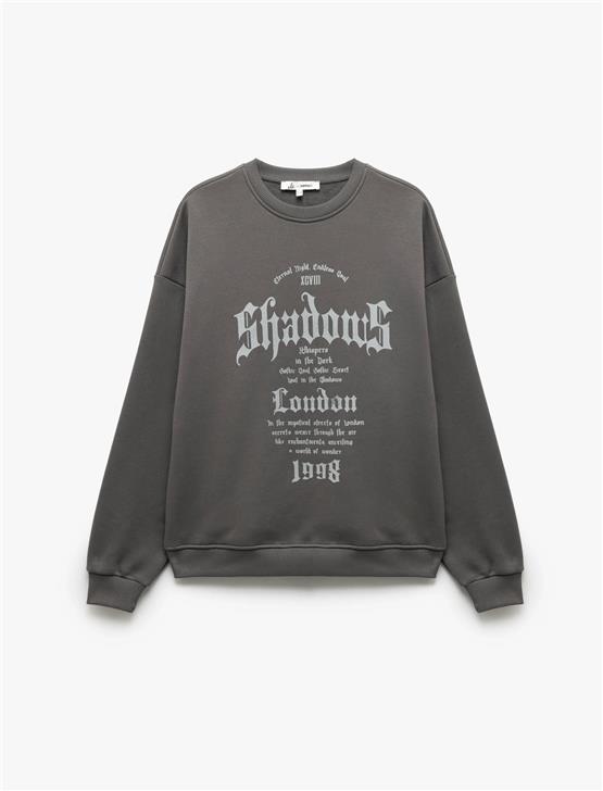 Koton K26 6Wal10131Ik 931 Antrasıt Genc Kız Pamuk Jersey Sweatshırts