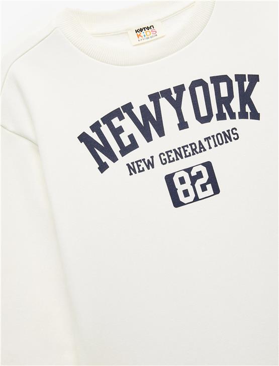 Koton K26 6Wkb10111Tk 010 Ekru Erkek Cocuk Pamuk Jersey Sweatshirt