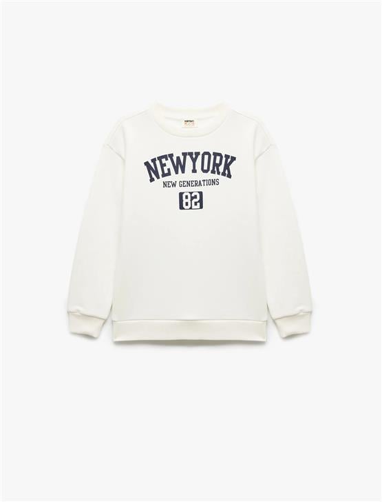 Koton K26 6Wkb10111Tk 010 Ekru Erkek Cocuk Pamuk Jersey Sweatshirt