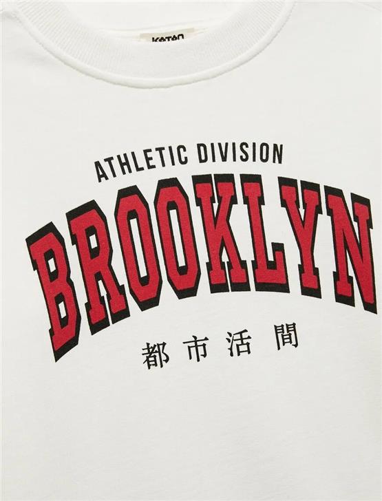 Koton K26 6Wkb10181Tk 010 Ekru Erkek Cocuk Pamuk Jersey Sweatshirt