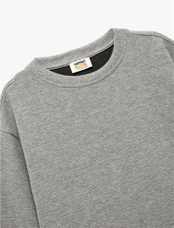 Koton K26 6Wkb10203Tk 031 Gri Erkek Cocuk Pamuk Jersey Sweatshirt