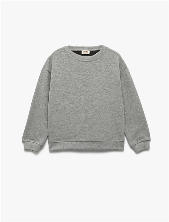 Koton K26 6Wkb10203Tk 031 Gri Erkek Cocuk Pamuk Jersey Sweatshirt