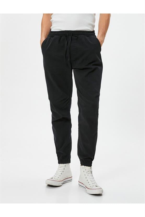 Koton 4Sam40013Hw 999 Siyah Erkek Pamuk Dokuma Pantolon