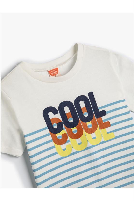 Koton 4Smb10168Tk 010 Ekru Erkek Bebek Pamuk Jersey Kısa Kollu T-Shirt
