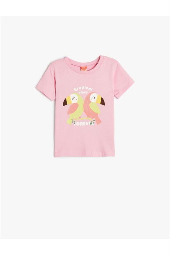 Koton 4Smg10052Ak 370 Lila Kız Bebek Pamuk Jersey Kısa Kollu T-Shirt