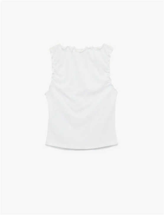Koton Y26 6Sak10013Ek 000 Beyaz Kadın Jersey Kolsuz T-shirt