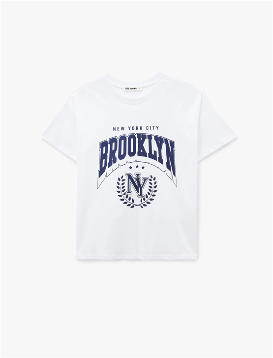 Koton Y26 6Sal10001Ik 010 Ekru Kadın Jersey Kısa Kol T-shirt