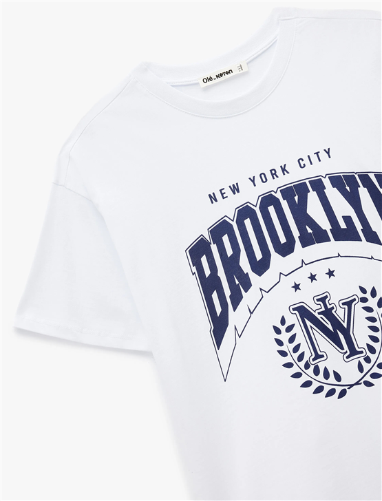 Koton Y26 6Sal10001Ik 010 Ekru Kadın Jersey Kısa Kol T-shirt