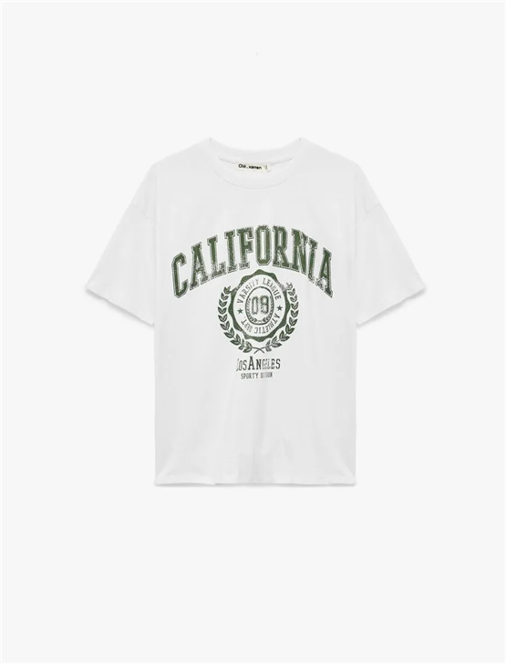 Koton Y26 6Sal10002Ik 010 Ekru Kadın Jersey Kısa Kol T-shirt