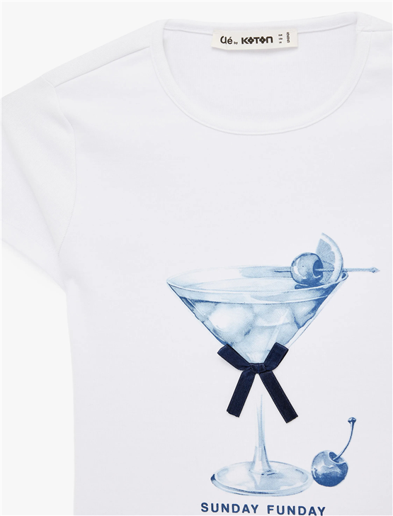 Koton Y26 6Sal10003Ik 010 Ekru Kadın Jersey Kısa Kol T-shirt