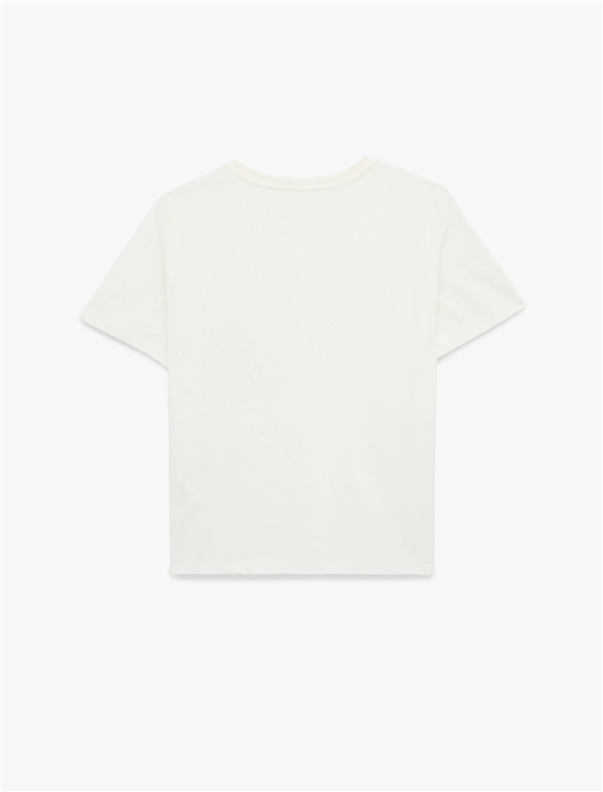 Koton Y26 6Sal10011Ik 010 Ekru Kadın Jersey Kısa Kol T-shirt