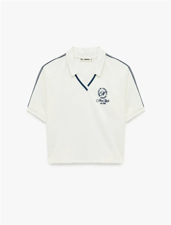 Koton Y26 6Sal10041Ik 010 Ekru Kadın Jersey Kısa Kol T-shirt