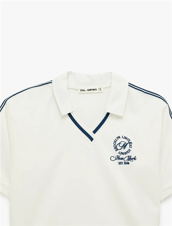 Koton Y26 6Sal10041Ik 010 Ekru Kadın Jersey Kısa Kol T-shirt