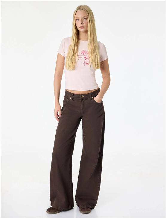 Koton Y26 6Sal10047Ik 252 Pembe Kadın Jersey Kısa Kol T-shirt