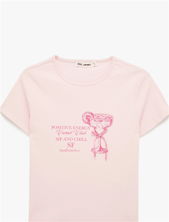 Koton Y26 6Sal10047Ik 252 Pembe Kadın Jersey Kısa Kol T-shirt