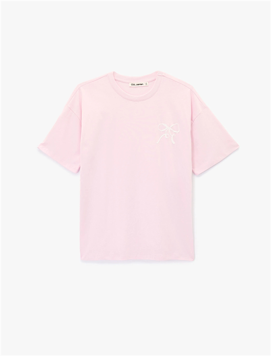 Koton Y26 6Sal10052Ik 264 Pembe Kadın Jersey Kısa Kol T-shirt
