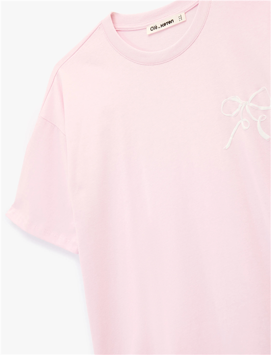 Koton Y26 6Sal10052Ik 264 Pembe Kadın Jersey Kısa Kol T-shirt