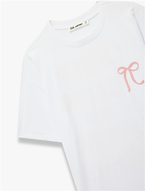 Koton Y26 6Sal10056Ik 010 Ekru Kadın Jersey Kısa Kol T-shirt