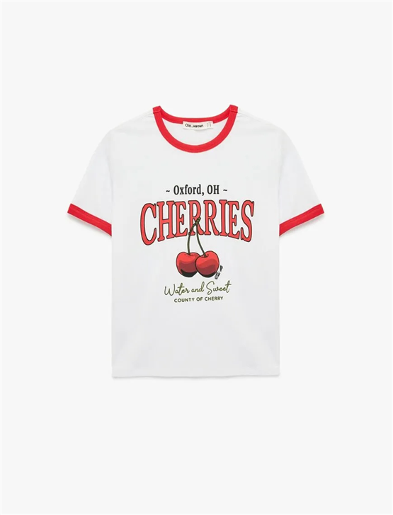 Koton Y26 6Sal10057Ik 010 Ekru Kadın Jersey Kısa Kol T-shirt