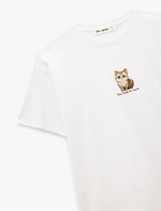 Koton Y26 6Sal10063Ik 010 Ekru Kadın Jersey Kısa Kol T-shirt