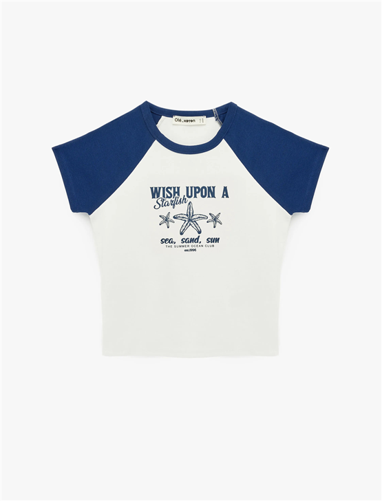 Koton Y26 6Sal10064Ik 010 Ekru Kadın Jersey Kısa Kol T-shirt