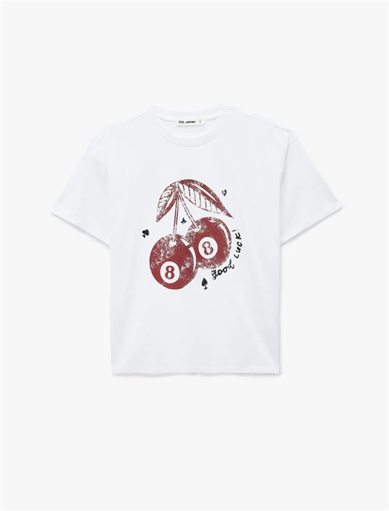 Koton Y26 6Sal10065Ik 010 Ekru Kadın Jersey Kısa Kol T-shirt