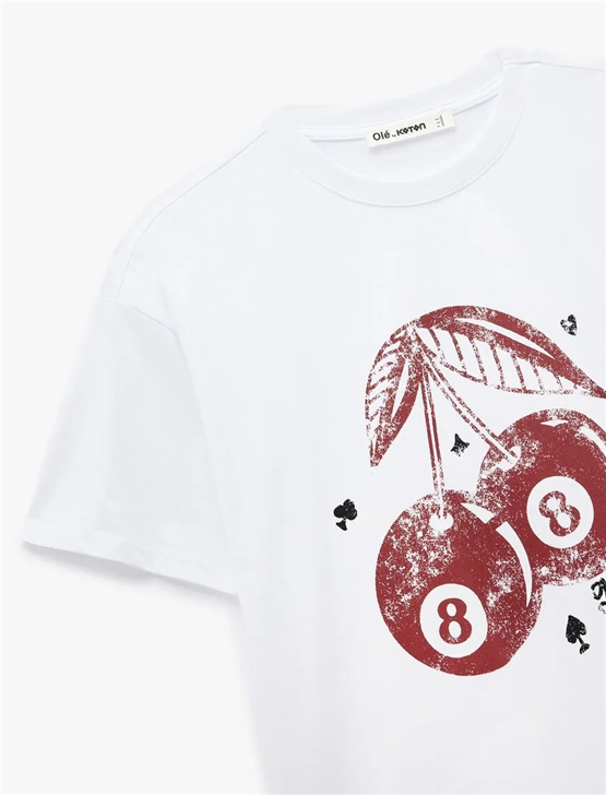 Koton Y26 6Sal10065Ik 010 Ekru Kadın Jersey Kısa Kol T-shirt