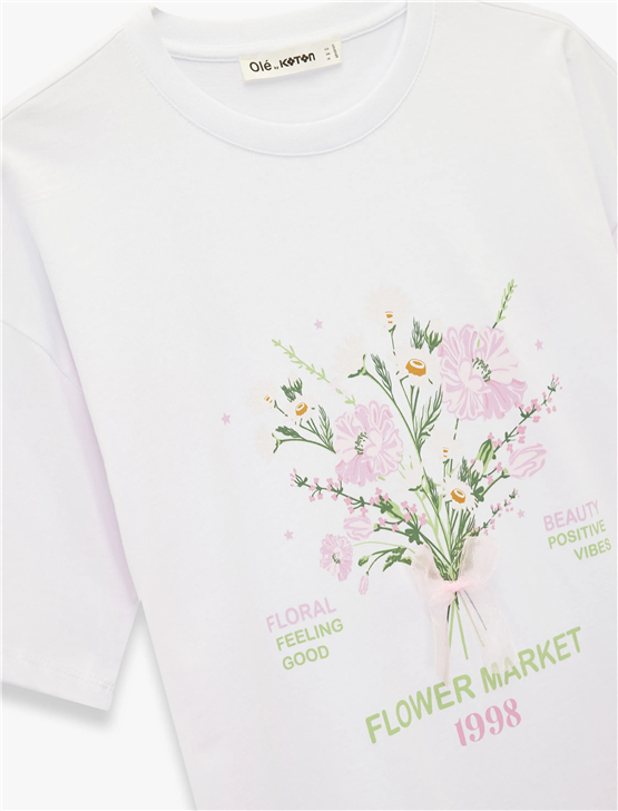 Koton Y26 6Sal10069Ik 010 Ekru Kadın Jersey Kısa Kol T-shirt