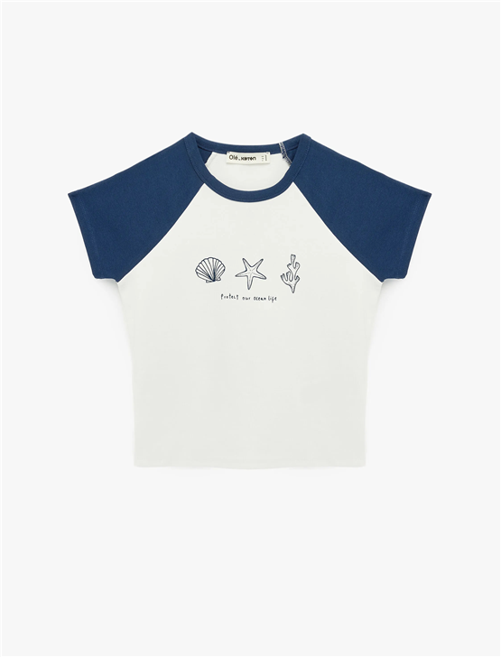 Koton Y26 6Sal10070Ik 010 Ekru Kadın Jersey Kısa Kol T-shirt