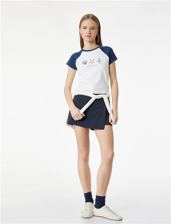 Koton Y26 6Sal10070Ik 010 Ekru Kadın Jersey Kısa Kol T-shirt