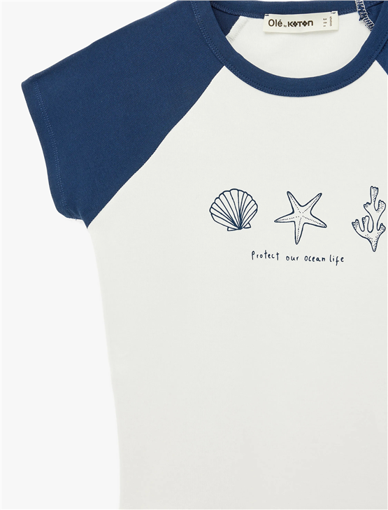 Koton Y26 6Sal10070Ik 010 Ekru Kadın Jersey Kısa Kol T-shirt