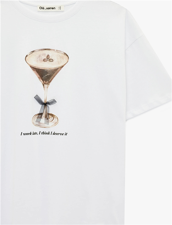 Koton Y26 6Sal10073Ik 010 Ekru Kadın Jersey Kısa Kol T-shirt