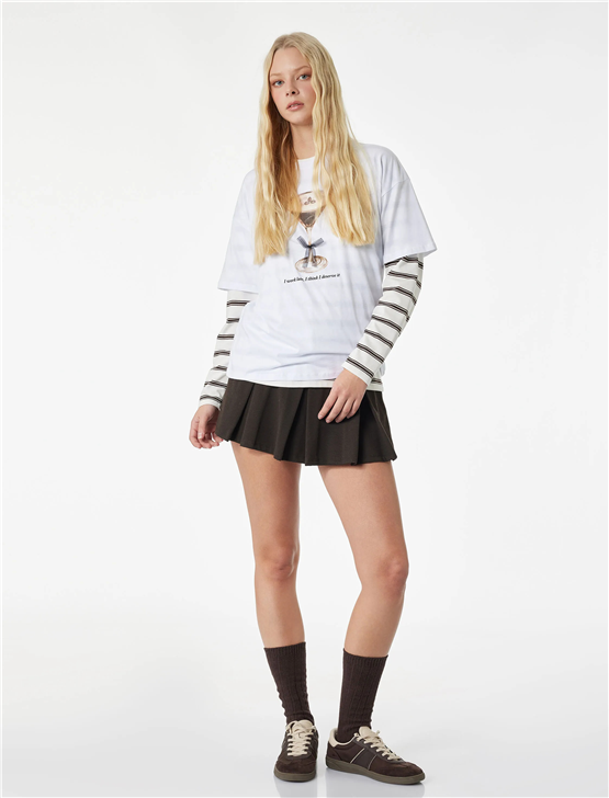Koton Y26 6Sal10073Ik 010 Ekru Kadın Jersey Kısa Kol T-shirt