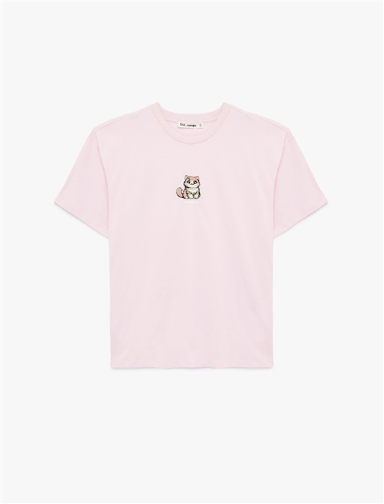 Koton Y26 6Sal10074Ik 265 Pembe Kadın Jersey Kısa Kol T-shirt