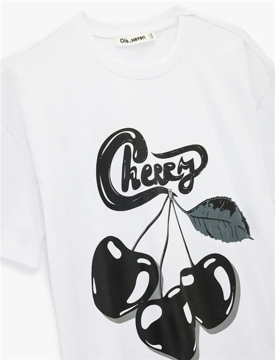 Koton Y26 6Sal10075Ik 010 Ekru Kadın Jersey Kısa Kol T-shirt