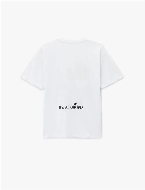 Koton Y26 6Sal10075Ik 010 Ekru Kadın Jersey Kısa Kol T-shirt