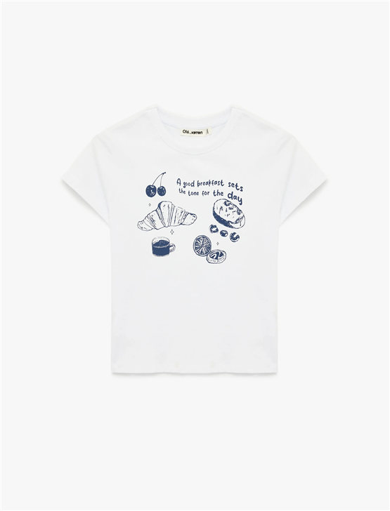 Koton Y26 6Sal10076Ik 010 Ekru Kadın Jersey Kısa Kol T-shirt