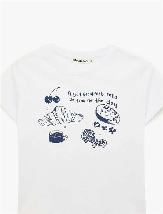 Koton Y26 6Sal10076Ik 010 Ekru Kadın Jersey Kısa Kol T-shirt