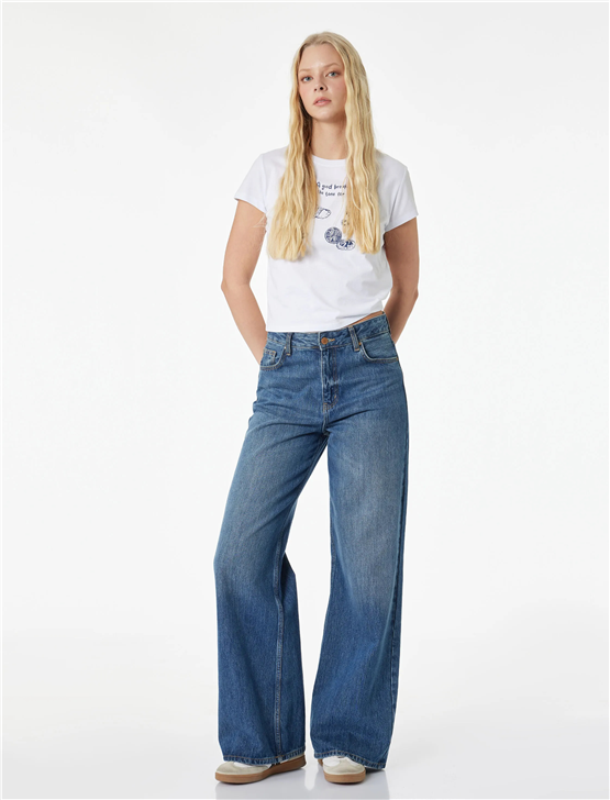 Koton Y26 6Sal10076Ik 010 Ekru Kadın Jersey Kısa Kol T-shirt