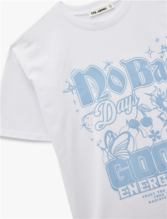 Koton Y26 6Sal10077Ik 010 Ekru Kadın Jersey Kısa Kol T-shirt