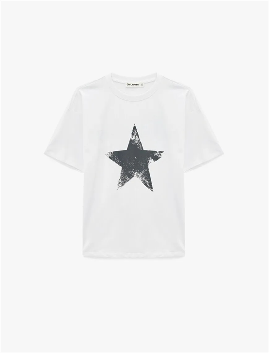 Koton Y26 6Sal10081Ik 010 Ekru Kadın Jersey Kısa Kol T-shirt