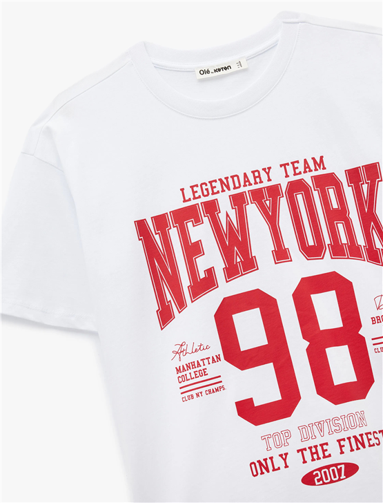 Koton Y26 6Sal10084Ik 010 Ekru Kadın Jersey Kısa Kol T-shirt