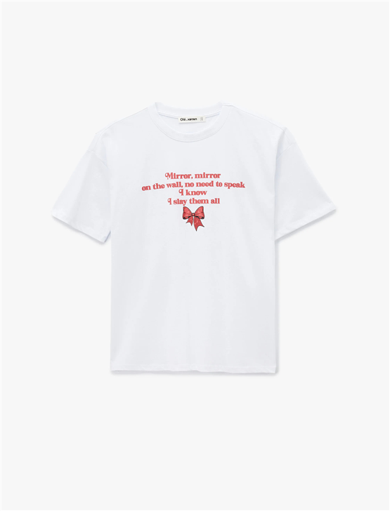 Koton Y26 6Sal10087Ik 010 Ekru Kadın Jersey Kısa Kol T-shirt