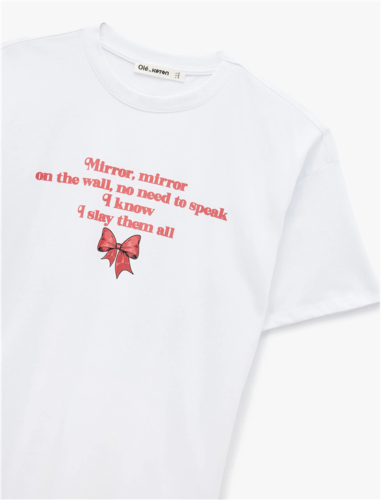 Koton Y26 6Sal10087Ik 010 Ekru Kadın Jersey Kısa Kol T-shirt