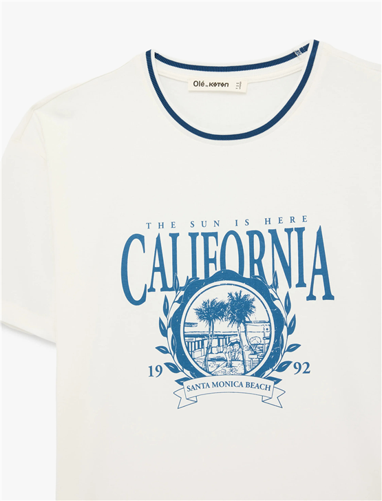Koton Y26 6Sal10088Ik 010 Ekru Kadın Jersey Kısa Kol T-shirt
