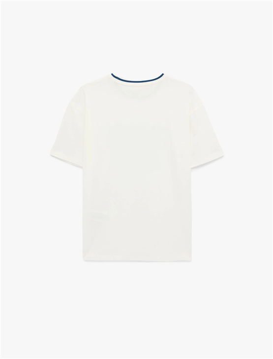Koton Y26 6Sal10088Ik 010 Ekru Kadın Jersey Kısa Kol T-shirt
