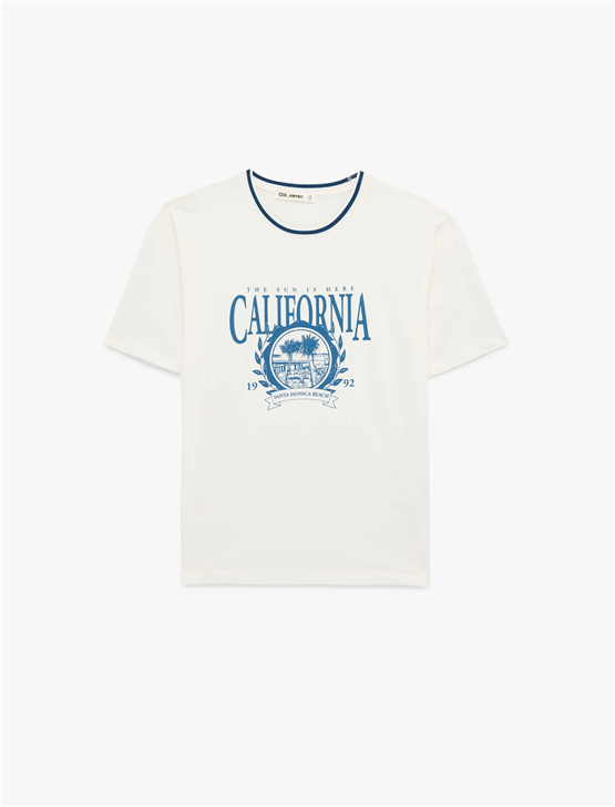 Koton Y26 6Sal10088Ik 010 Ekru Kadın Jersey Kısa Kol T-shirt