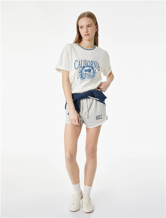 Koton Y26 6Sal10088Ik 010 Ekru Kadın Jersey Kısa Kol T-shirt